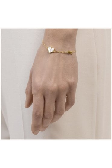 Radley Ladies 18ct Mother of Pearl Heart Gold Plated Bracelet RYJ3372