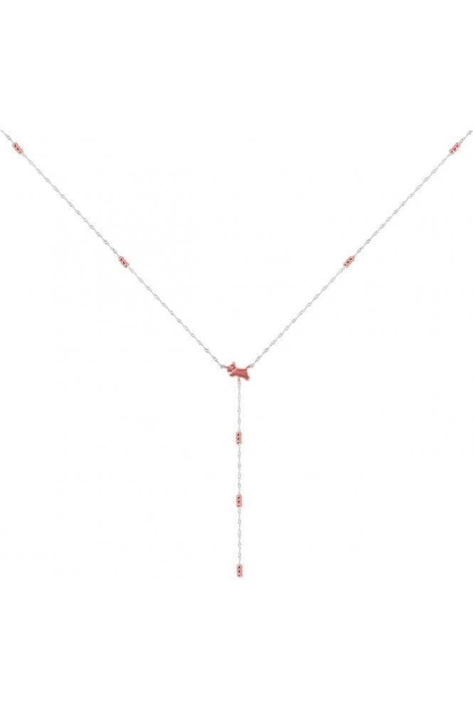 Radley  Ladies 18ct Rose Gold Plated Beaded Lariot Jumping Dog Necklace RYJ2393S