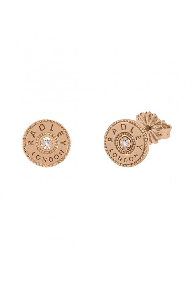 Radley  Ladies 18ct Rose Gold Plated Diamond Disc Earrings RYJ1300