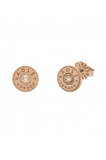 Radley Ladies 18ct Rose Gold Plated Diamond Disc Earrings RYJ1300