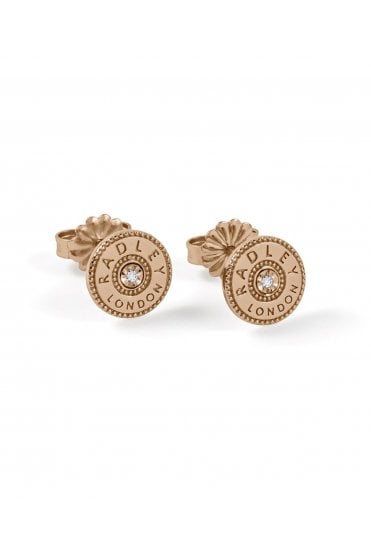 Radley Ladies 18ct Rose Gold Plated Diamond Disc Earrings RYJ1300