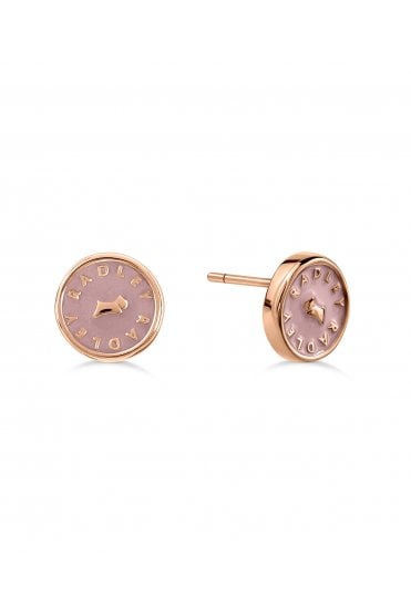 Radley Ladies 18ct Rose Gold Plated Pink Enamel Jumping Dog Earrings RYJ1572S