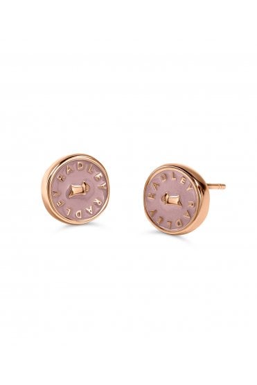 Radley Ladies 18ct Rose Gold Plated Pink Enamel Jumping Dog Earrings RYJ1572S