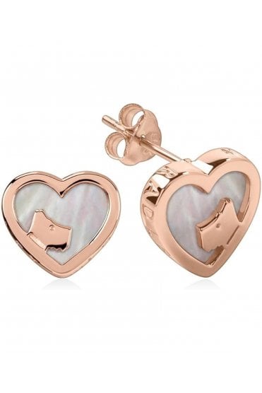 Radley Ladies 18ct Rose Gold Plated Sterling Silver MOP Heart Earrings RYJ1066