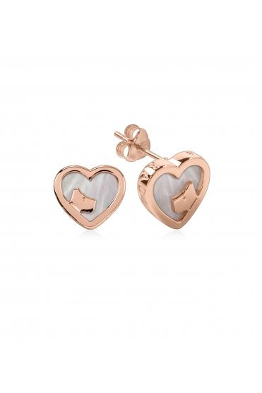 Radley Ladies 18ct Rose Gold Plated Sterling Silver MOP Heart Earrings RYJ1066
