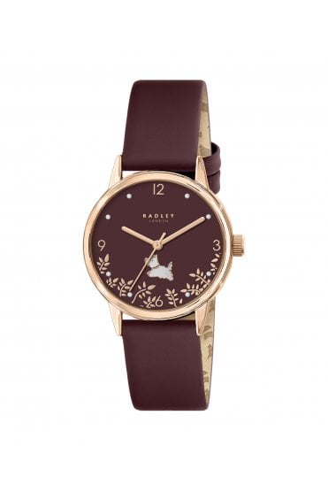 Radley Ladies 31mm Rose Gold Plated Cranberry Leather Strap Watch RY21842A