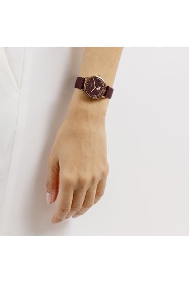 Radley Ladies 31mm Rose Gold Plated Cranberry Leather Strap Watch RY21842A