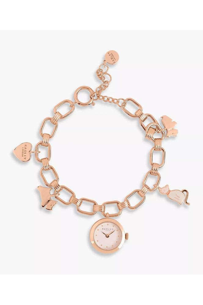 Radley  Ladies Rose Gold Charm Bracelet 20mm Watch RY4608