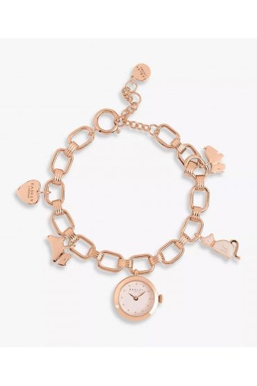 Radley Ladies Rose Gold Charm Bracelet 20mm Watch RY4608