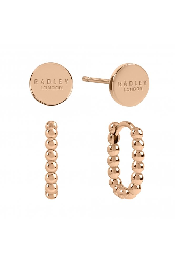 Radley  Ladies Rose Gold Plated Huggie Earrings Twin Pack RYJ1458S