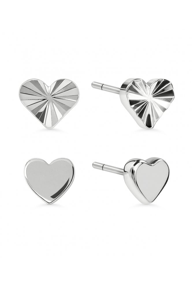 Radley  Ladies Silver Plated Textured Heart Twinpack Earrings RYJ1583S
