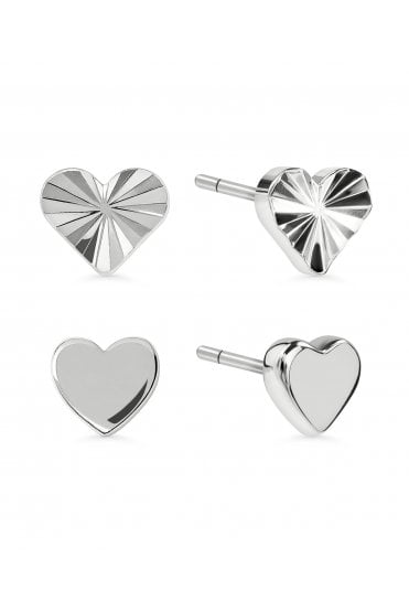 Radley Ladies Silver Plated Textured Heart Twinpack Earrings RYJ1583S