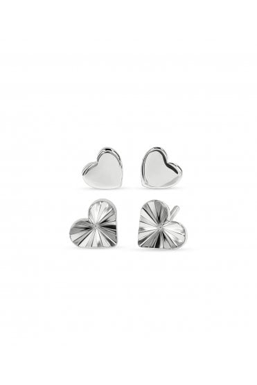 Radley Ladies Silver Plated Textured Heart Twinpack Earrings RYJ1583S