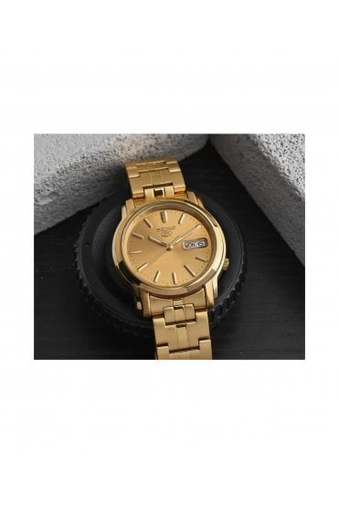 Seiko 5 Gents Automatic Gold Plated Dress Watch SNKK76K1