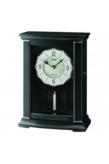 Seiko Dark Wooden Musical Mantel Clock with Pendulum QXW250K