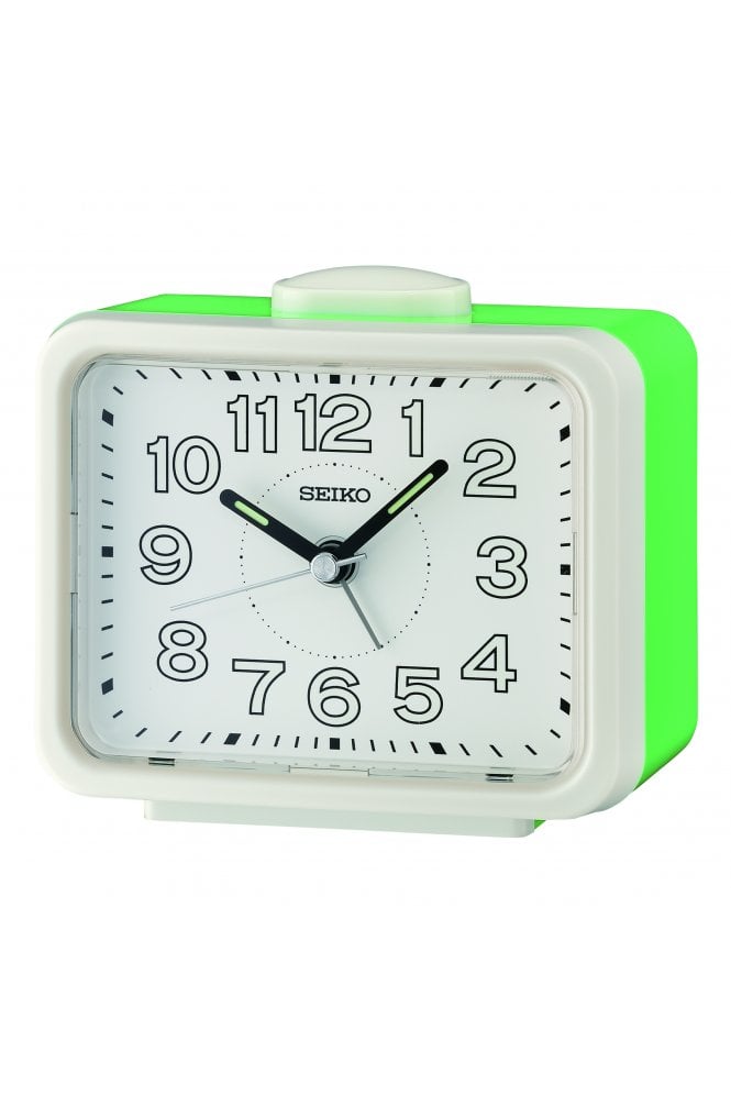 Seiko  Green Bedside Bell Alarm Clock with Light 11cm QHK061W