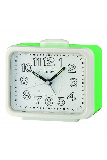 Seiko Green Bedside Bell Alarm Clock with Light 11cm QHK061W