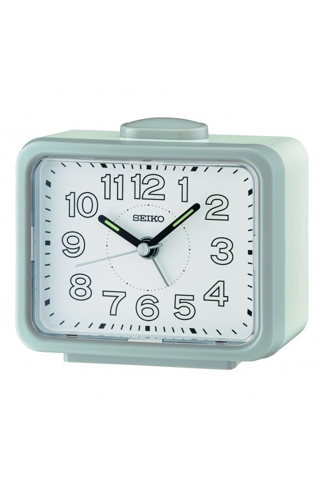 Seiko  Grey Bedside Bell Alarm Clock with Light 11cm QHK061N