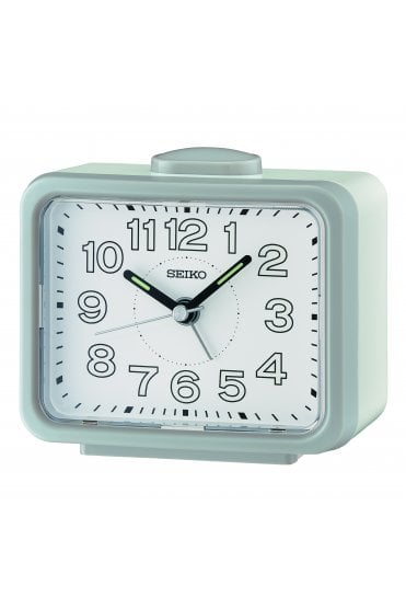 Seiko Grey Bedside Bell Alarm Clock with Light 11cm QHK061N
