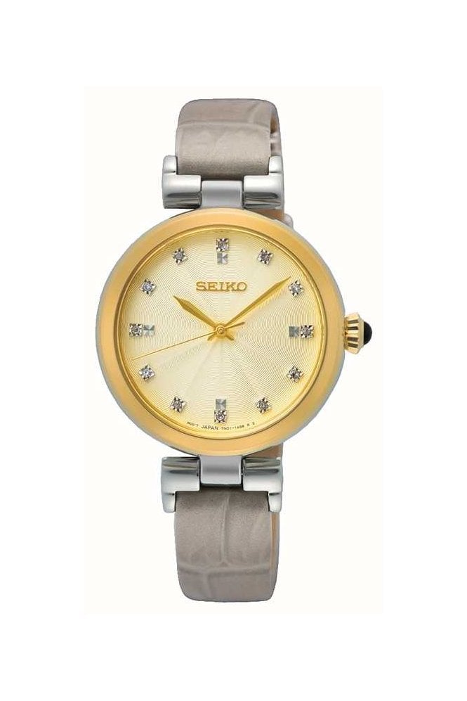 Seiko  Ladies Crystal Set Dial Leather Strap Watch SRZ546P1