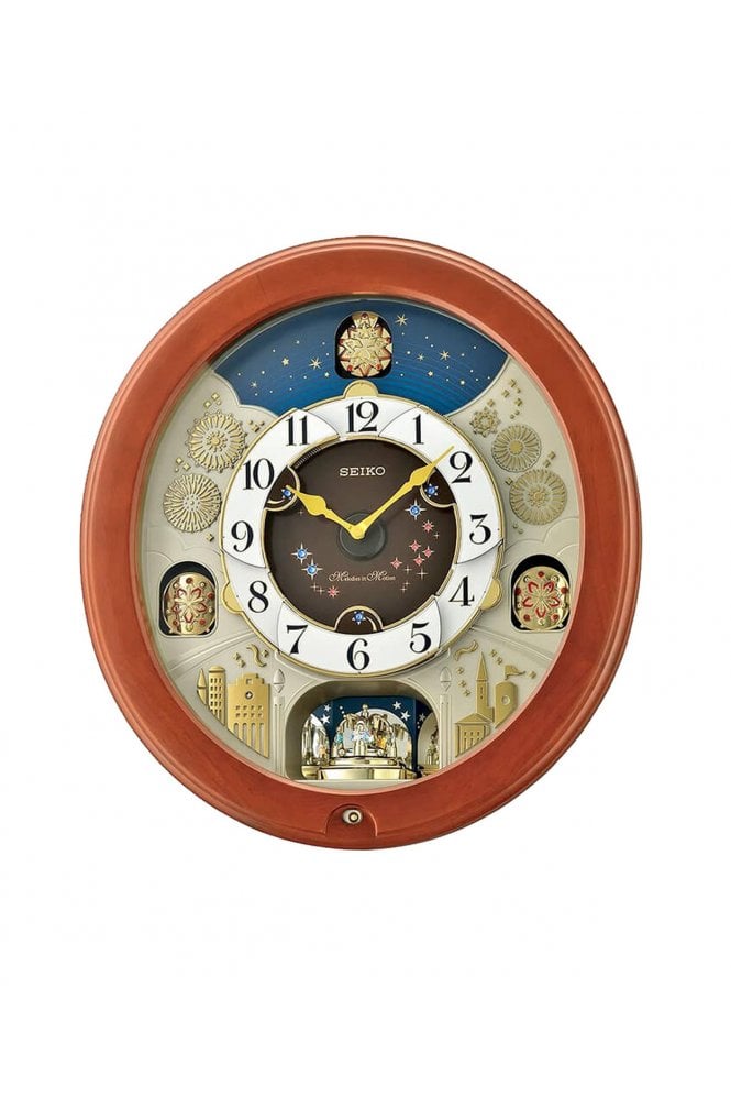 Seiko  Melody in Motion Musical Wall Clock - Wooden Frame - QXM376B