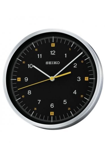 Seiko Modern Wall Clock - Aluminium Case & Black Dial - 25cm Diameter | QXA566J