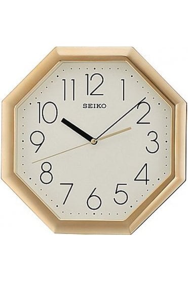 Seiko Octagonal Gold Tone Wall Clock Off White Dial - Quartz Movement - QXA668G