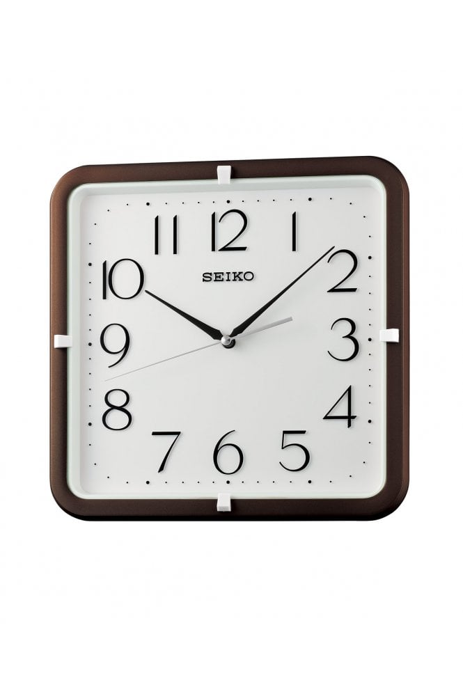 Seiko  Retro Silent Square White 28cm Wall Clock QXA833B