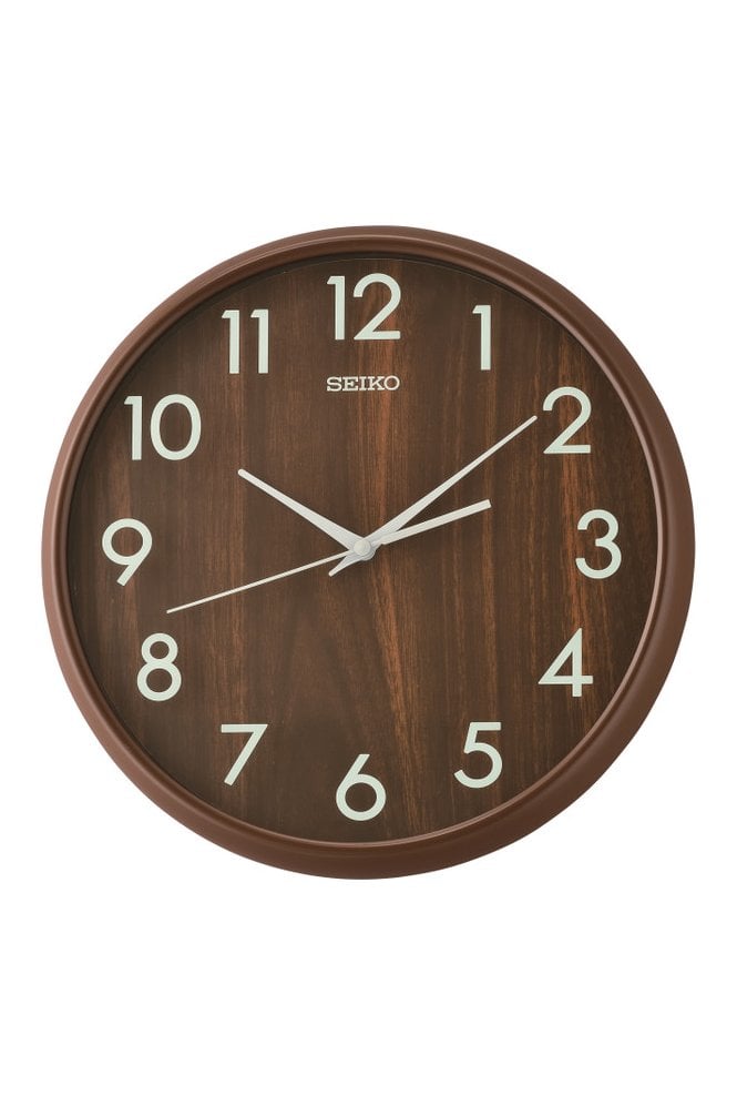 Seiko  Wall Clock - Brown Dial - Wood Effect QXA810B