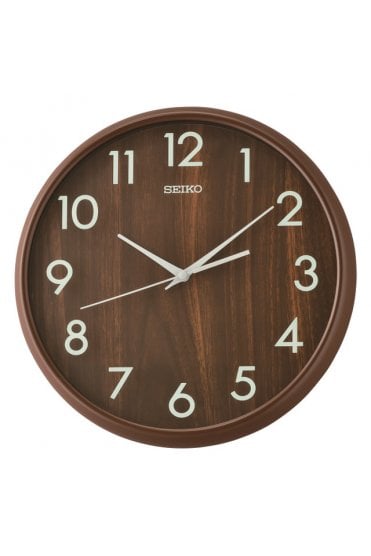 Seiko Wall Clock - Brown Dial - Wood Effect QXA810B