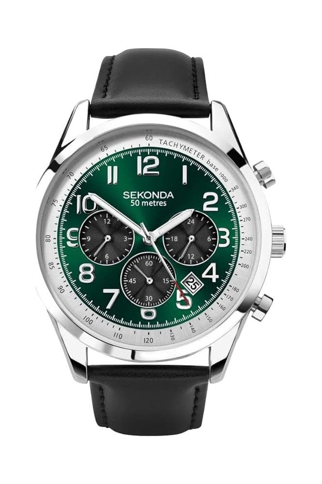 Sekonda  Gents Chronograph Leather Strap Watch 1876