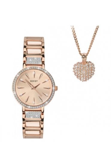 Seksy Ladies Watch and Necklace Gift Set 2739G
