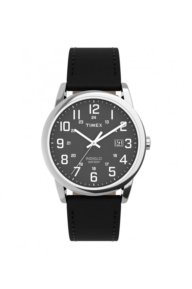 Timex  Gents Easy Reader® Classic 38mm Black Leather Strap Watch TW2Y12800