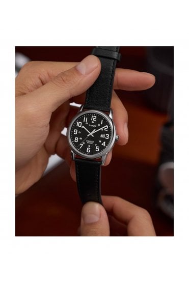 Timex Gents Easy Reader® Classic 38mm Black Leather Strap Watch TW2Y12800