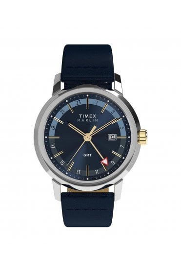 Timex Gents Marlin® Quartz GMT 40mm Leather Strap Watch TW2Y47900