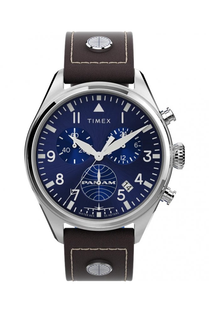 Timex  Gents x Pan Am 42mm Leather Strap Watch TWG030000
