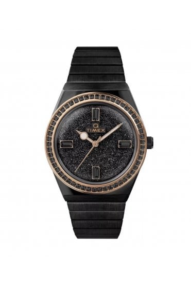 Timex Ladies Q Timex 36mm Black Crystalized Lab Watch TW2W10600