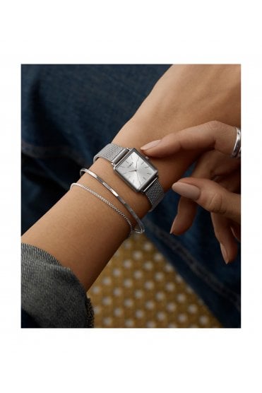 Timex Ladies Transcend 22mm Silver-Tone Stainless Steel Bracelet Watch TW2Y26300