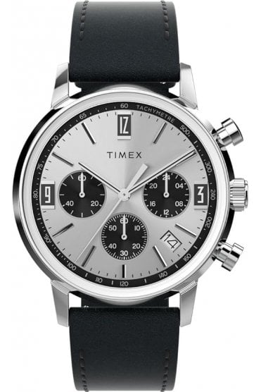 Timex Marlin Chronograph 40mm Leather Strap Watch TW2W10300