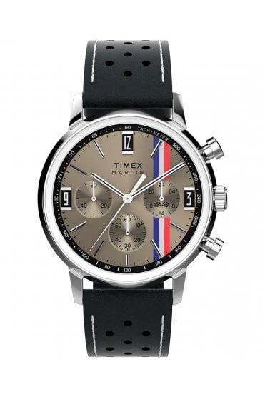 Timex Marlin Chronograph Tachymeter 40mm Leather Strap Watch TW2W98900