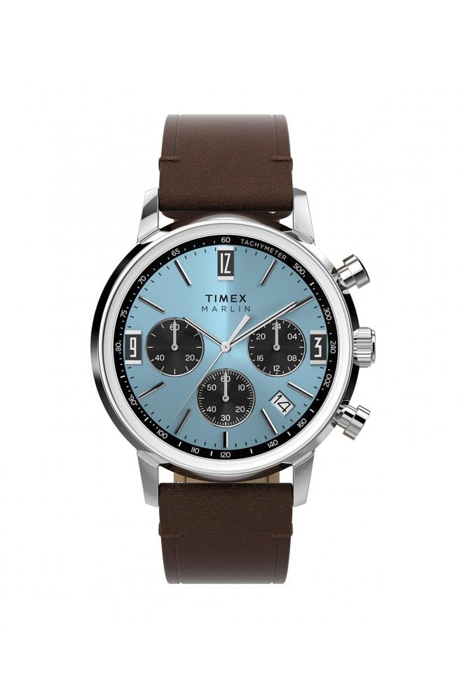 Timex  Marlin Chronograph Tachymeter 40mm Leather Strap Watch TW2Y66600