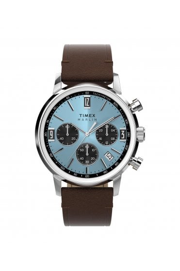 Timex Marlin Chronograph Tachymeter 40mm Leather Strap Watch TW2Y66600