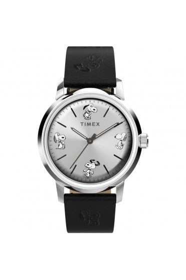Timex Marlin x Peanuts Sketch 40mm Leather Strap Watch TW2W54000