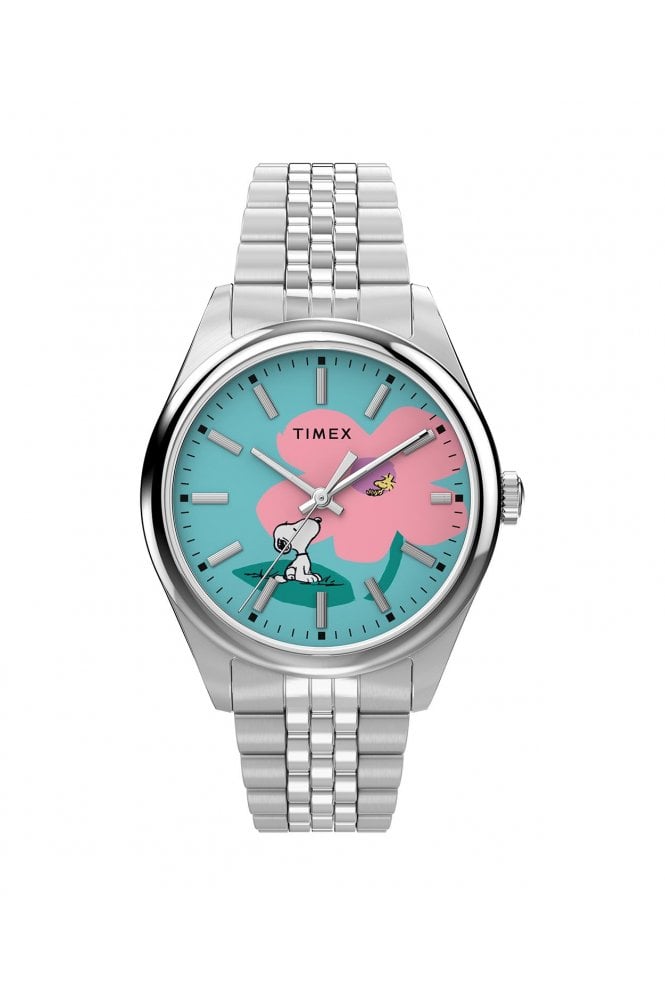 Timex  Peanuts x Legacy Snoopy Flower Dial 36mm Stainless Steel Bracelet Watch TW2Y52600