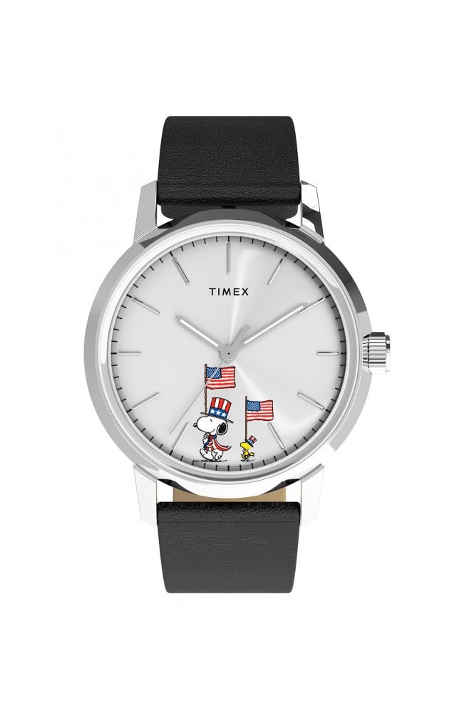 Timex  Peanuts x Marlin Automatic Americana 40mm Leather Strap Watch TW2Y50300