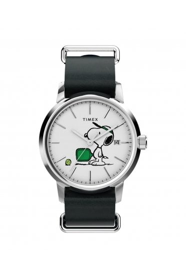 Timex Peanuts x Marlin Automatic Pickleball 40mm Leather Strap Watch TW2Y50500