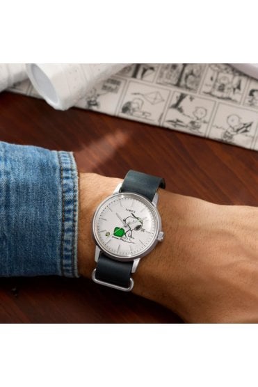 Timex Peanuts x Marlin Automatic Pickleball 40mm Leather Strap Watch TW2Y50500