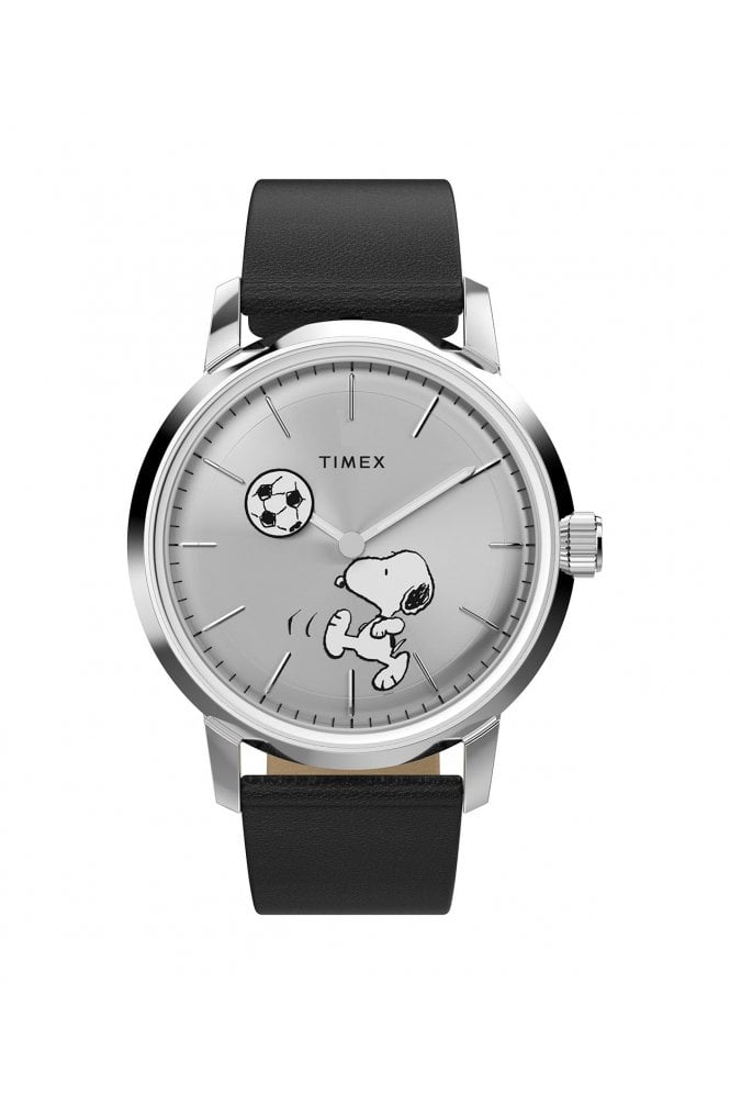 Timex  Peanuts x Marlin Automatic Soccer 40mm Leather Strap Watch TW2Y53800