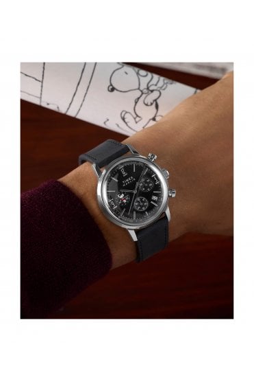 Timex Peanuts x Marlin Chronograph Joe Cool 40mm Leather Strap Watch TW2Y48500