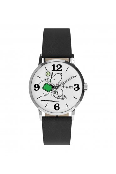 Timex Peanuts x Marlin Pickleball 38mm Leather Strap Watch TW2Y50400
